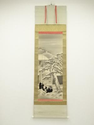 行雲筆　親鸞上人石枕図　肉筆絹本掛軸